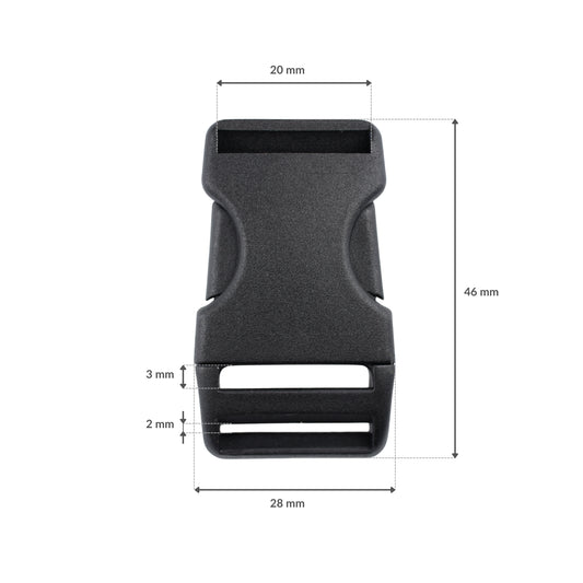 Klamra plastikowa - 20x46 mm czarna 1 szt.