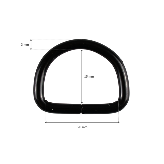 Półkole metalowe - 20/15/3 mm czarny mat 1 szt.