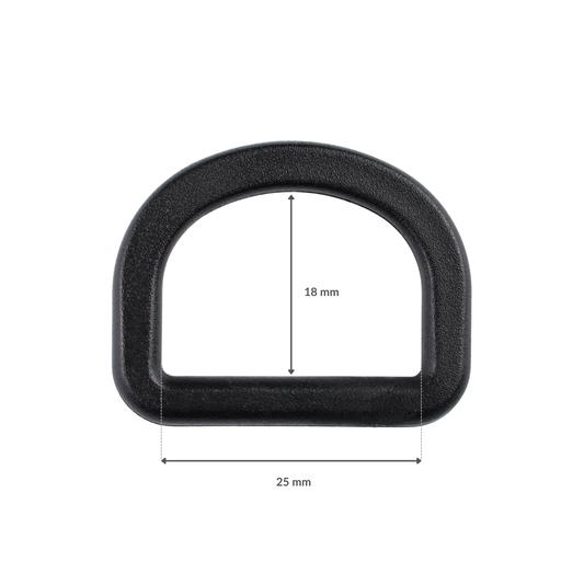 Półkole plastikowe - 25/18 mm czarne 1 szt.