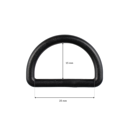 Półkole plastikowe - 25/15 mm czarne 1 szt.
