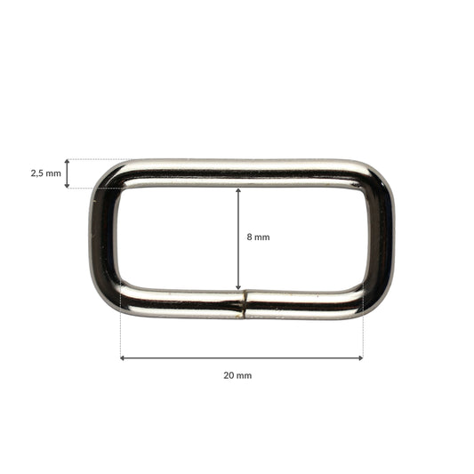Ramka metalowa - 20/8/2,5 mm nikiel 1 szt.