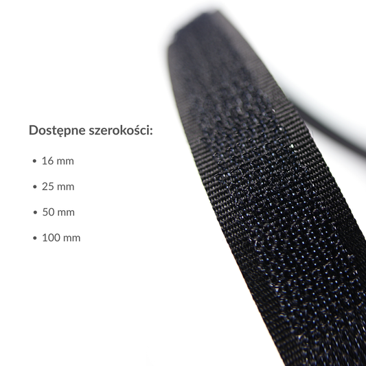Taśma rzep - haczyk 16 mm/1 m czarna