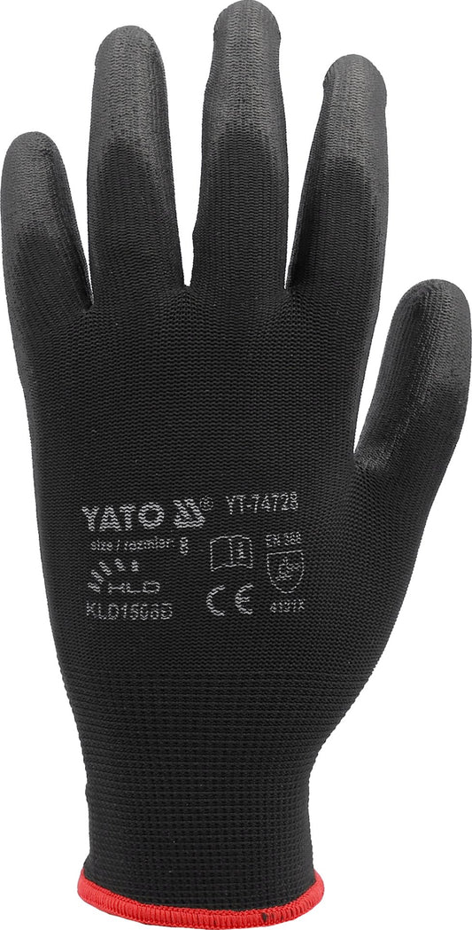 Rękawice robocze nylon/pu Yato - czarne rozmiar 10