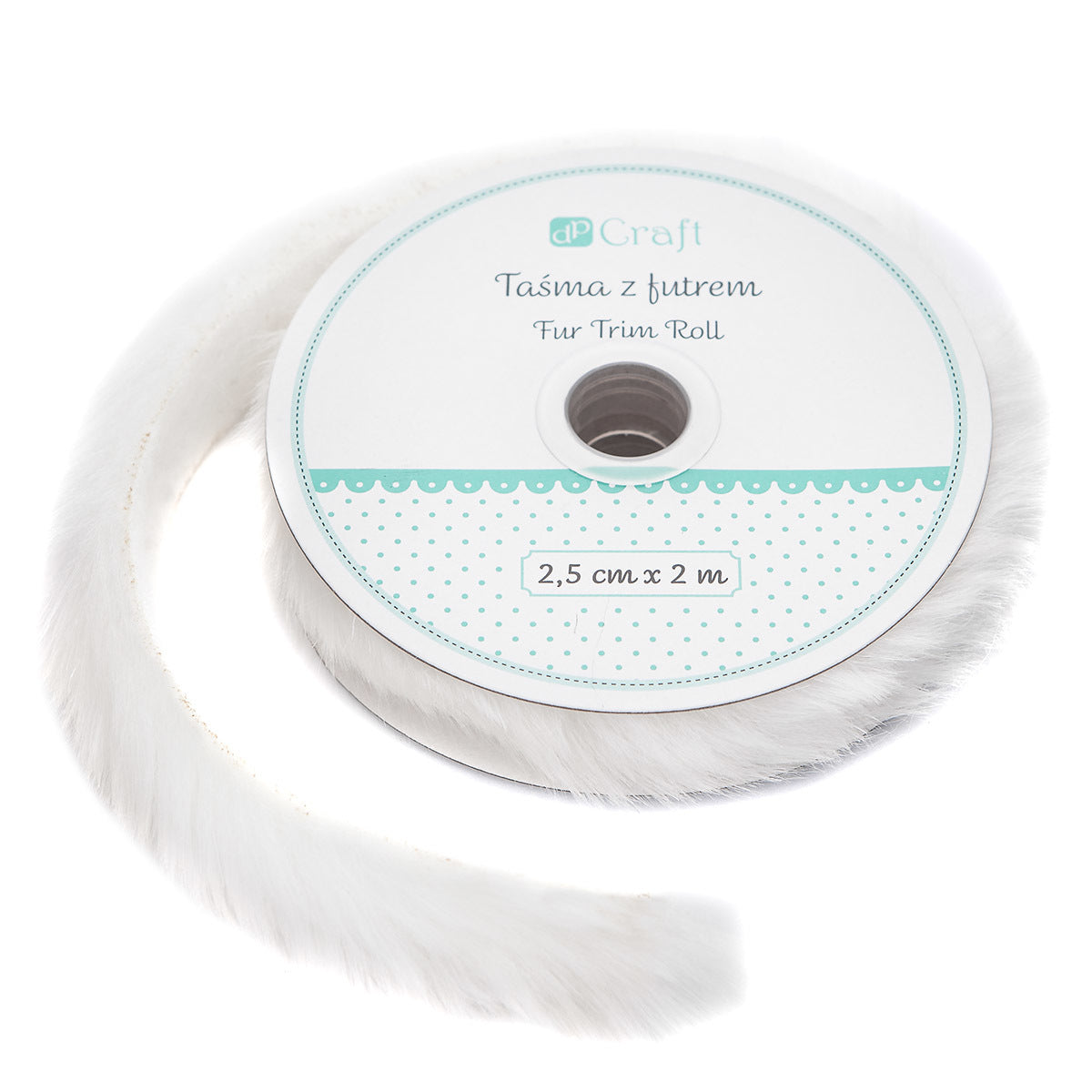 Futro na rolce DpCraft - 2,5 cm/2 m białe