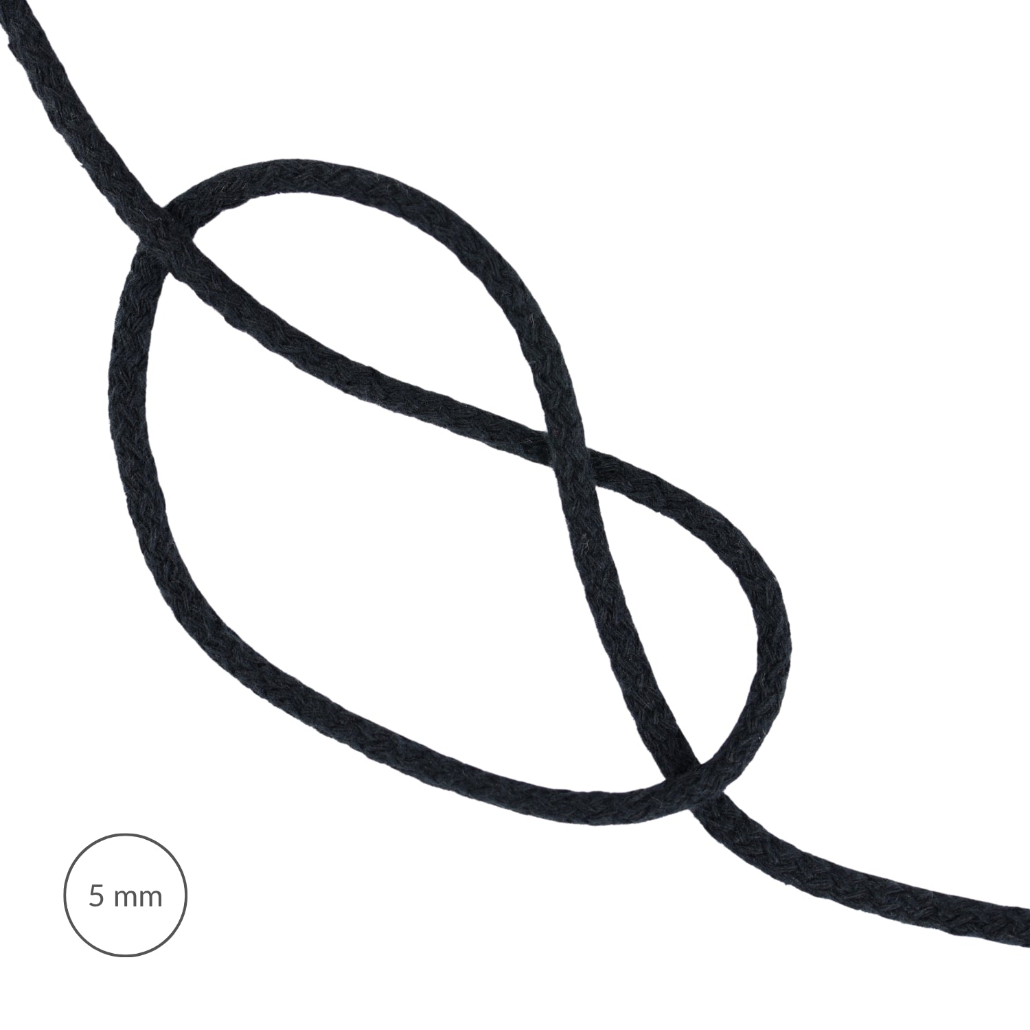 Cord - Cotton 5 mm/1 m black
