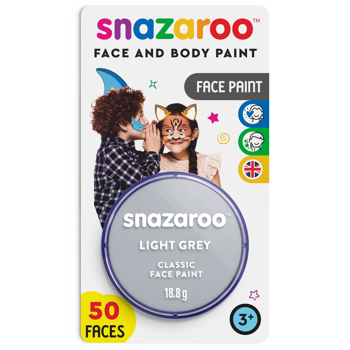 Farba do ciała i twarzy Snazaroo - Jasny szary 18 ml