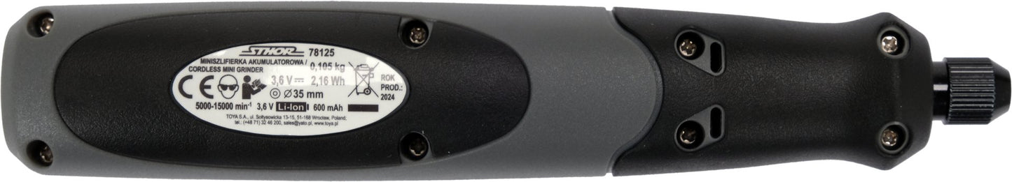 Miniszlifierka Sthor - 3.6V, 10 akcesoriów, akumulator 0,6 ah