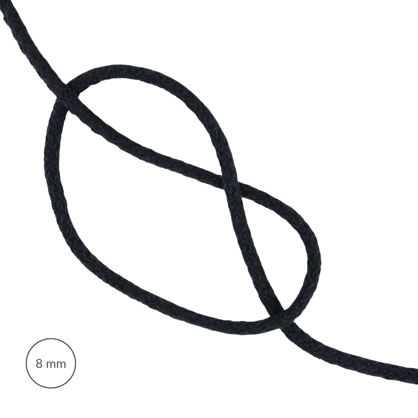 Cotton Cord - 8 mm/1 m black