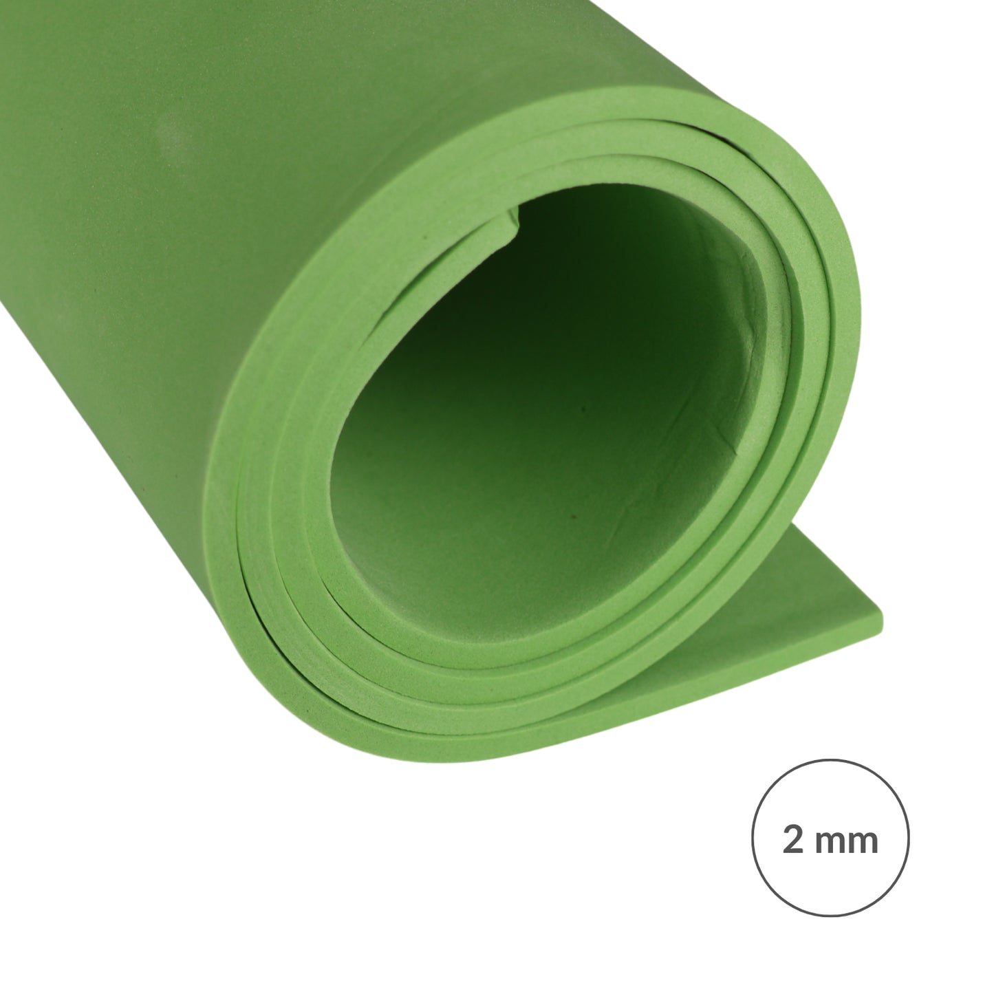 EVA foam 65 kg/m3, 2 mm green - 100x50 cm