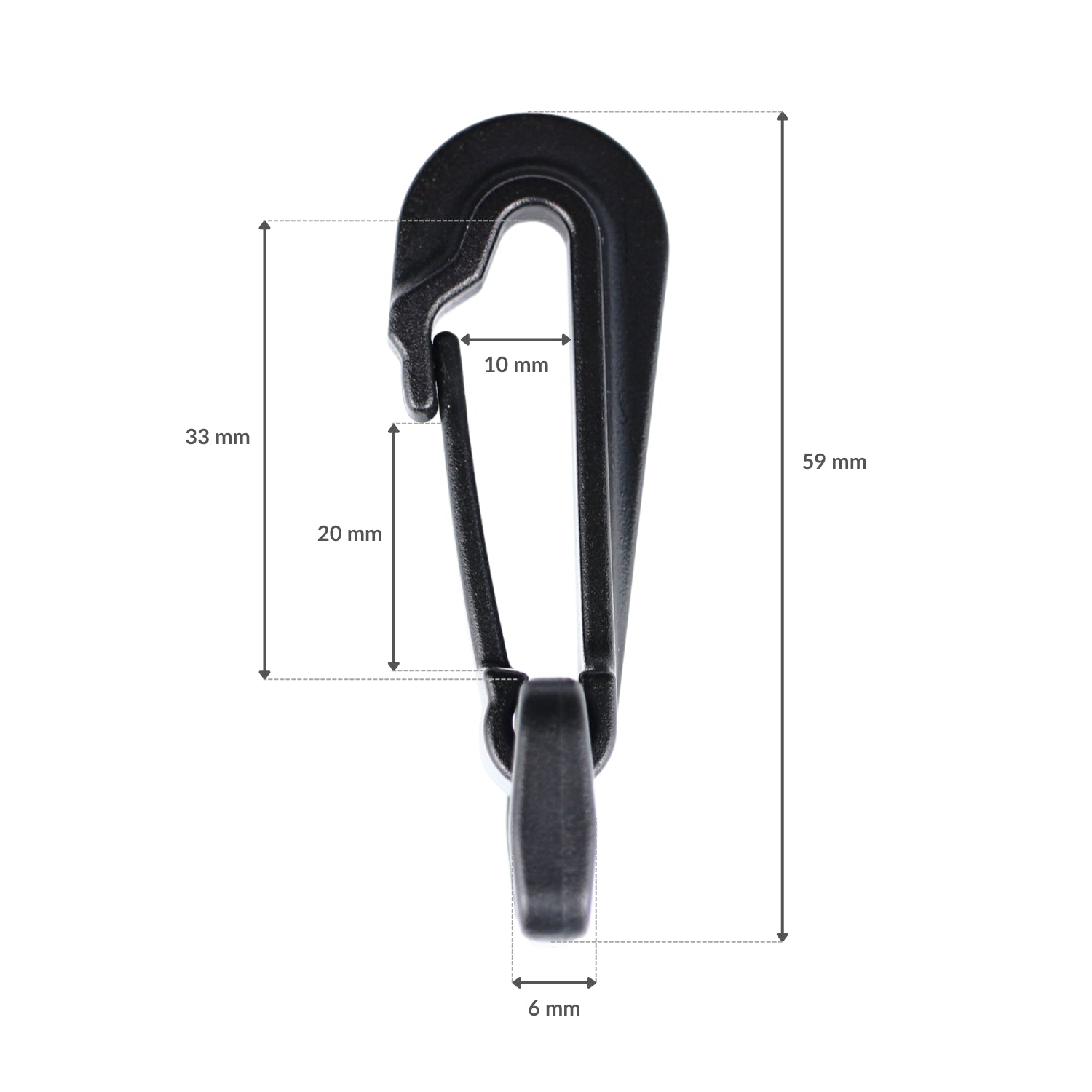 Plastic snap hook - 25 mm black 1 pc.