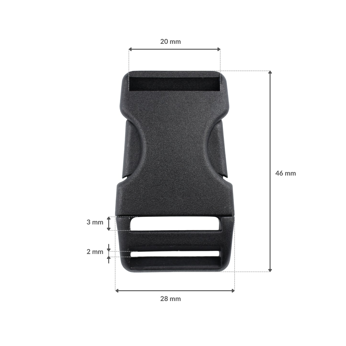 Plastic buckle - 20x46 mm black 1 pc.