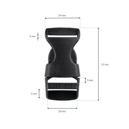 Klamra plastikowa - 20x51 mm czarna 1 szt.