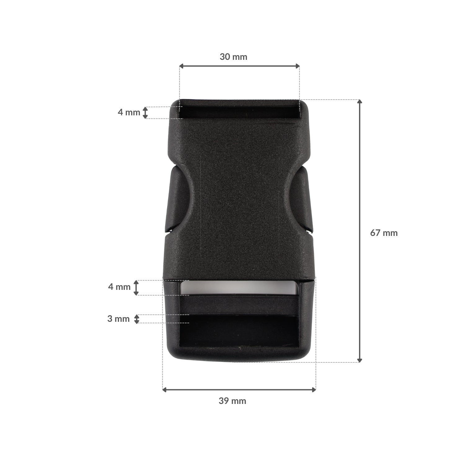 Plastic buckle - 30x67 mm black 1 pc.