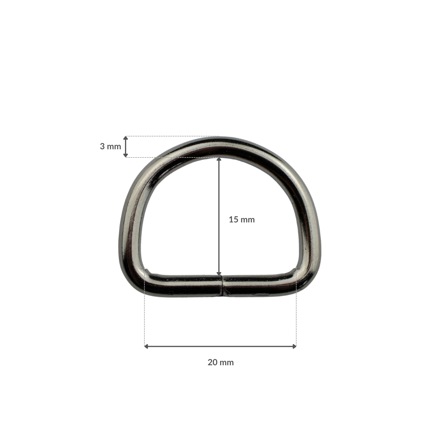 Metal D-ring - 20/15/3 mm nickel 1 pc.