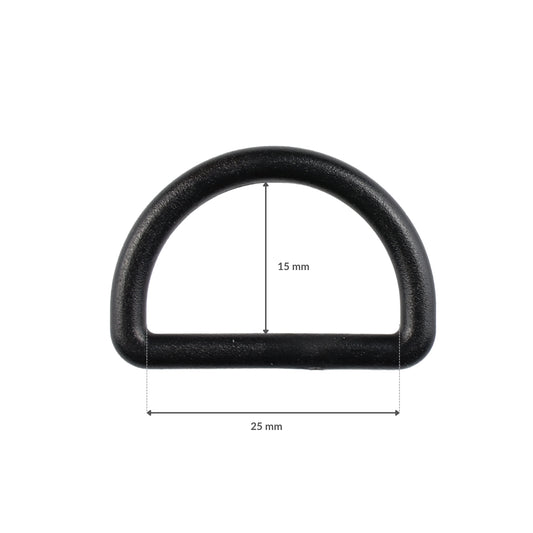 Półkole plastikowe - 25/15 mm czarne 1 szt.