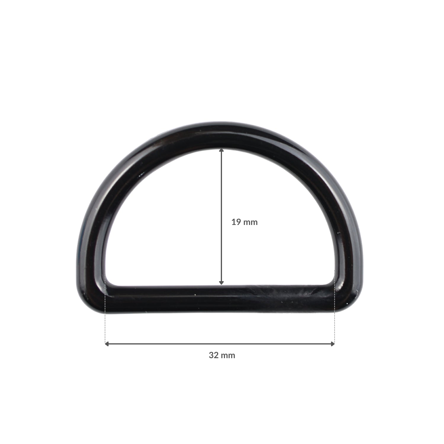 Plastic D-ring - 30/19 mm black 1 pc.