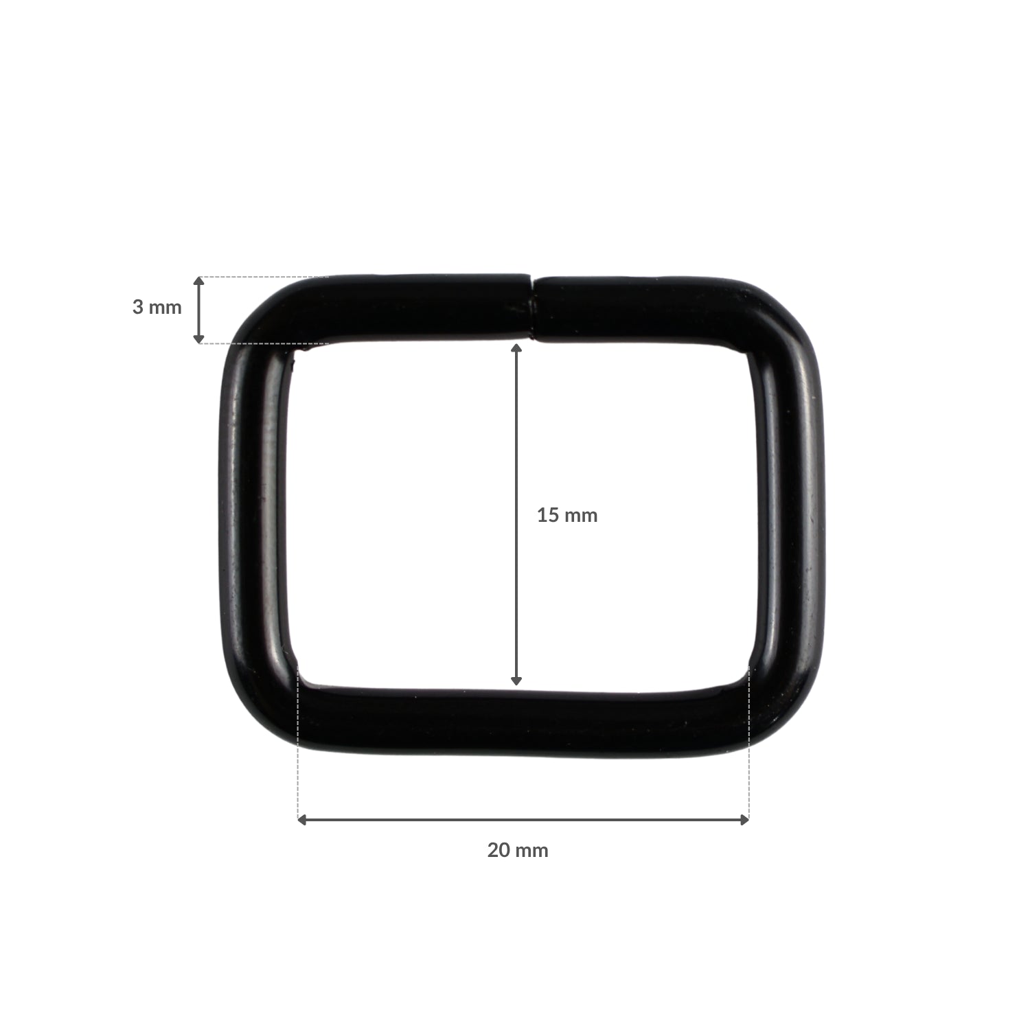 Metal frame - 20/15/3 mm matte black 1 pc.