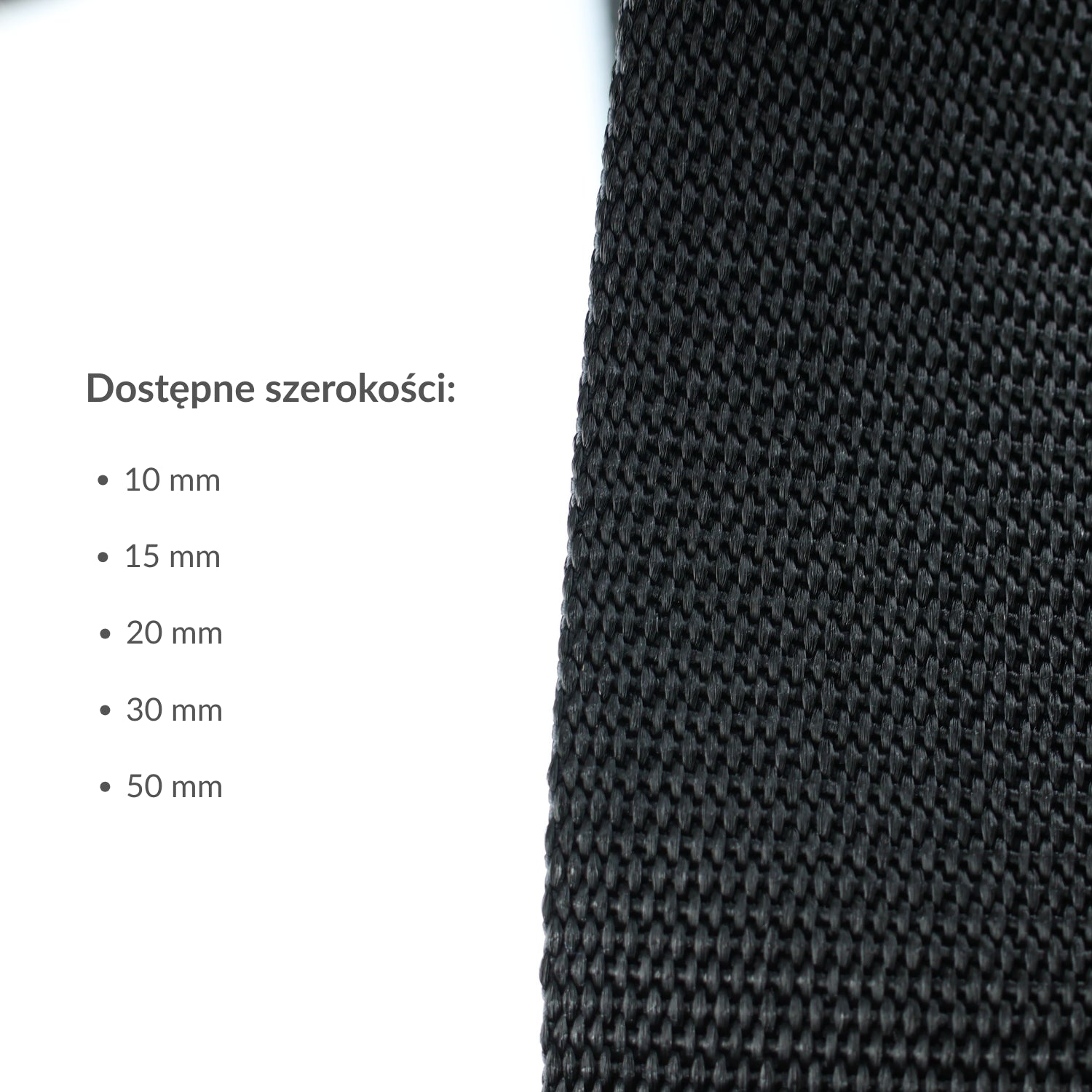 Webbing tape - polypropylene 10 mm/1 m black