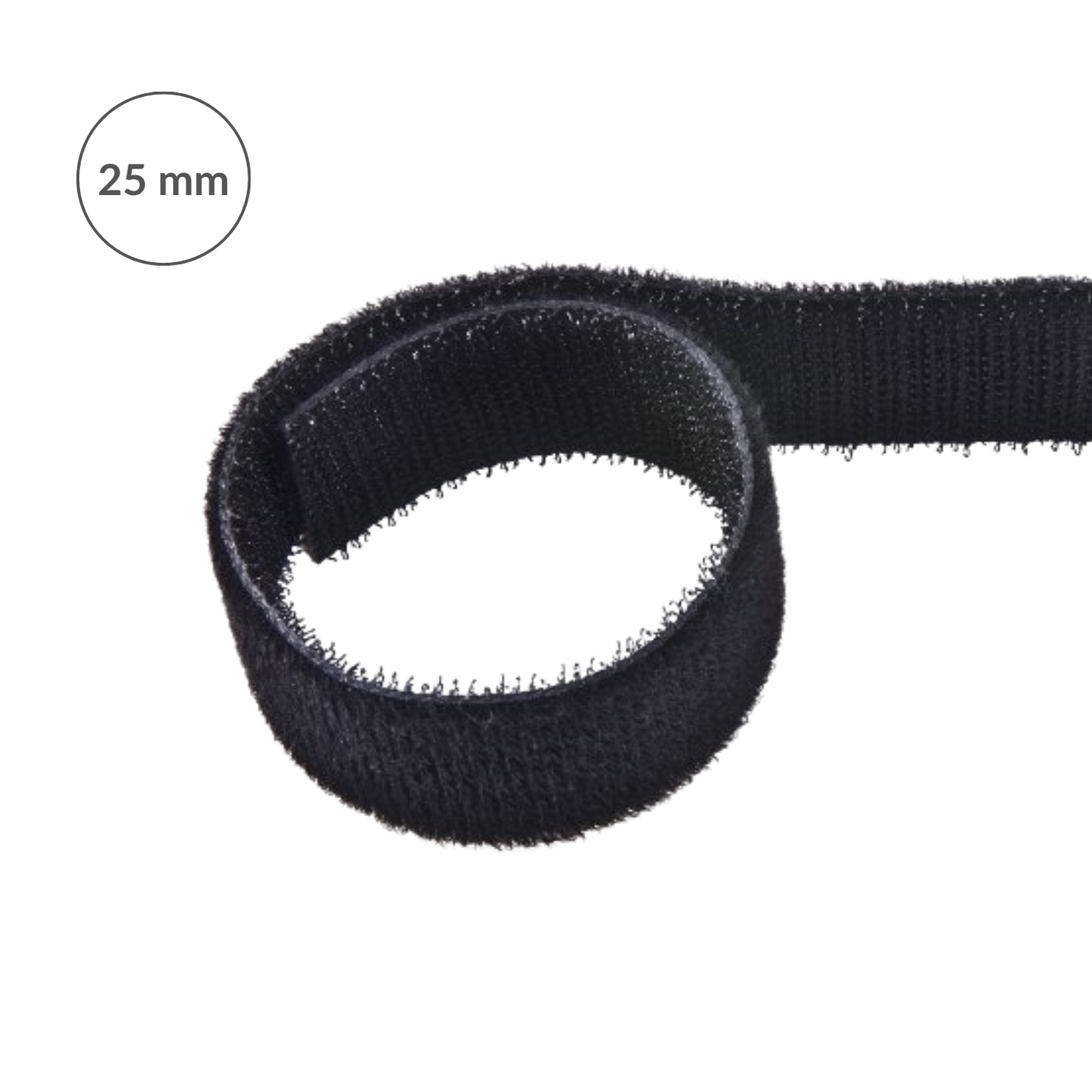 Taśma rzep - dwustronna 25 mm/1 m nylonowa czarna