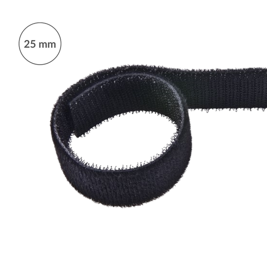 Taśma rzep - dwustronna 25 mm/1 m nylonowa czarna