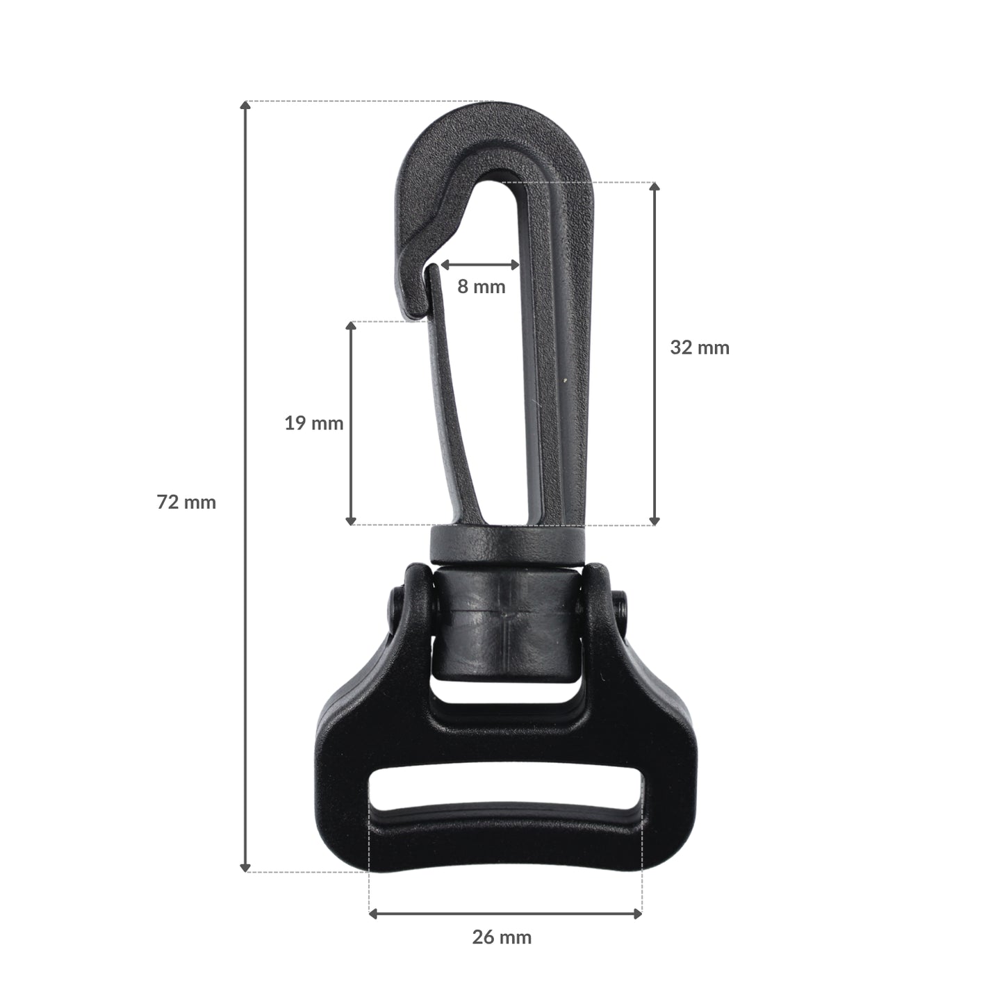 Plastic swivel snap hook - 25 mm black 1 pc.