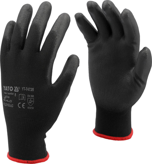 Rękawice robocze nylon/pu Yato - czarne rozmiar 10
