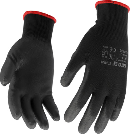 Rękawice robocze nylon/pu Yato - czarne rozmiar 10